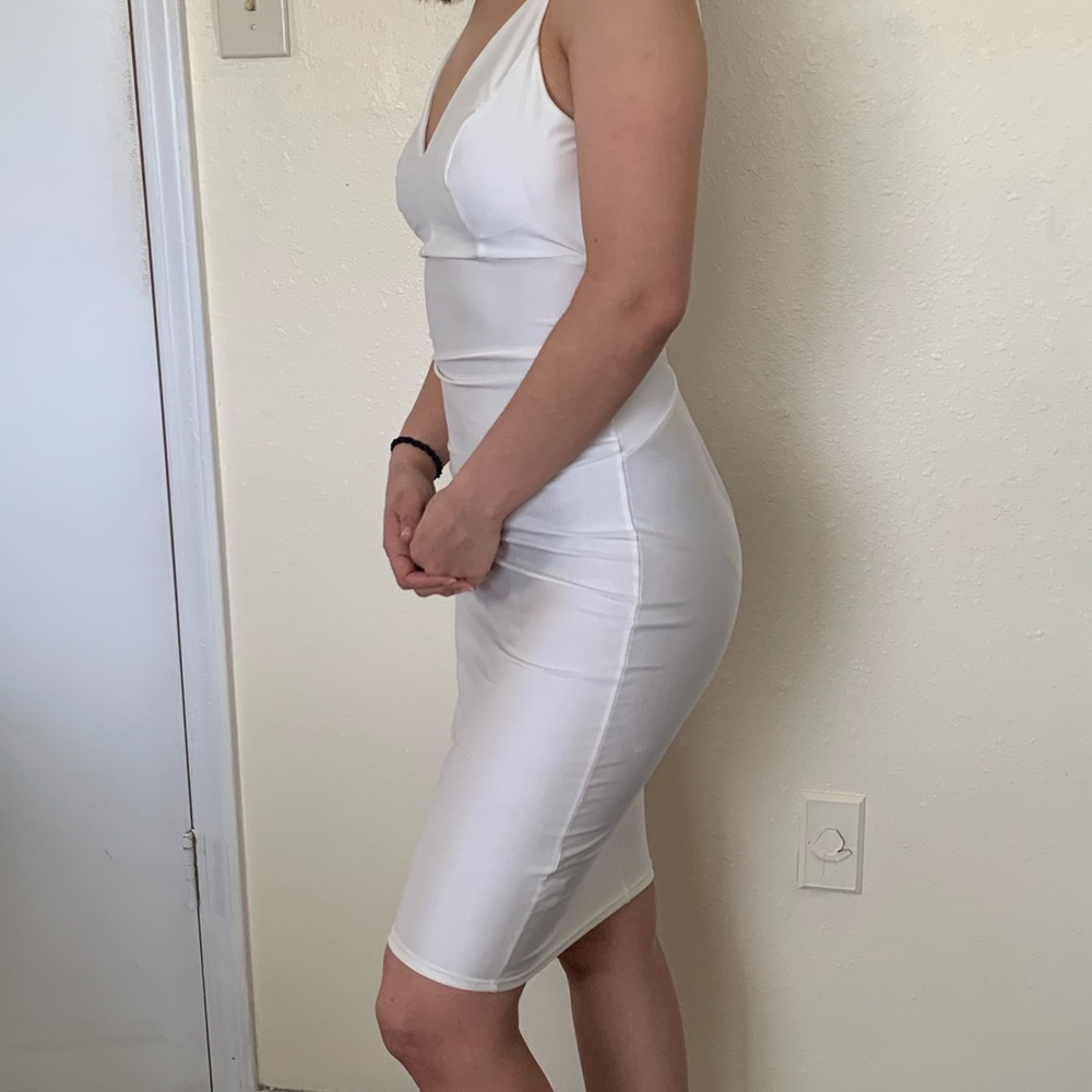 White satin midi dress
